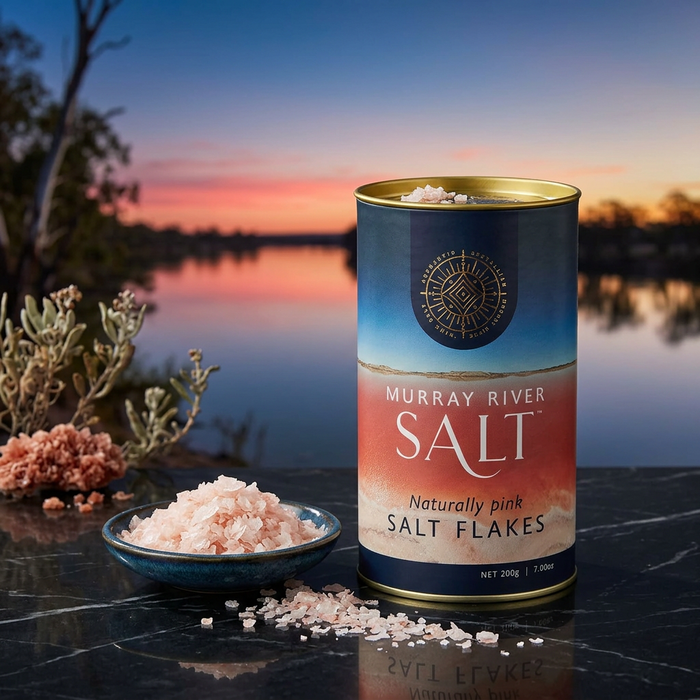 Murray River Salt Naturally Pink Salt Flakes 200 g – Natürlich rosafarbene Salzflocken aus Australien – Premium Meersalz