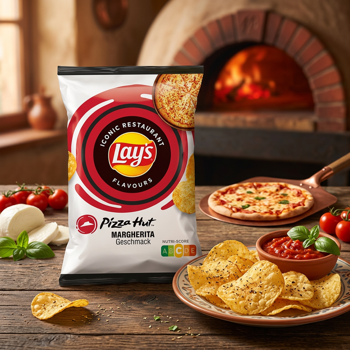 9x Lay's Pizza Hut Margherita 150 g – Knusprige Kartoffelchips mit Pizza-Margherita-Geschmack – 1.350 g Gesamt