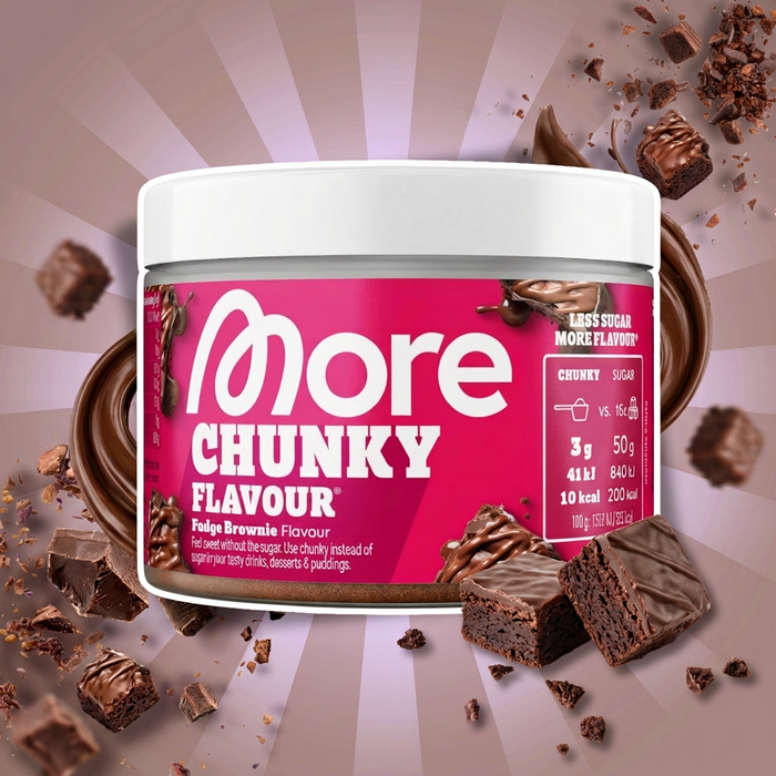 MORE Chunky Flavour Fudge Brownie 150 g – Geschmackspulver mit Brownie-Stückchen – Schokoladig & Süß