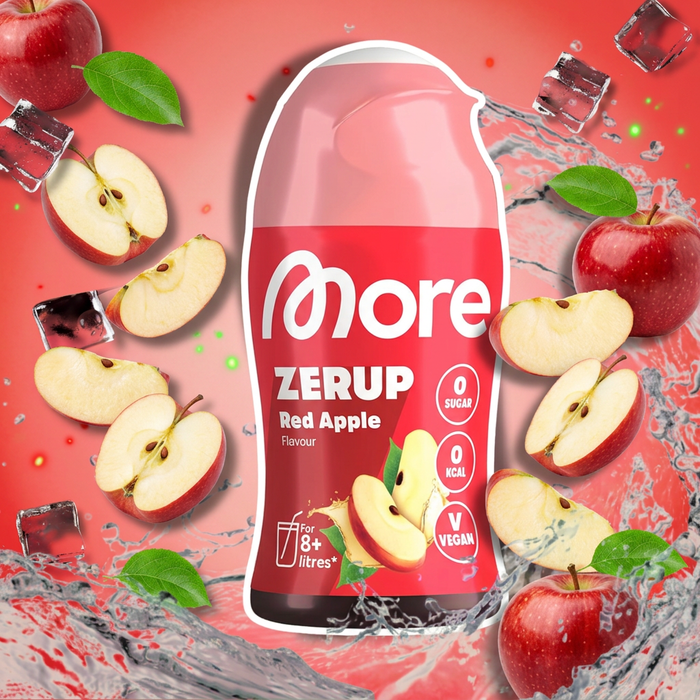MORE Zerup Zero Sirup Red Apple 65 ml – Zuckerfreier Getränkesirup mit Apfelsaftkonzentrat