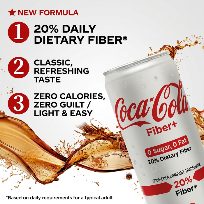 Coca-Cola Fiber+ Weiß Zuckerfreie Cola mit Ballaststoffen 330 ml
