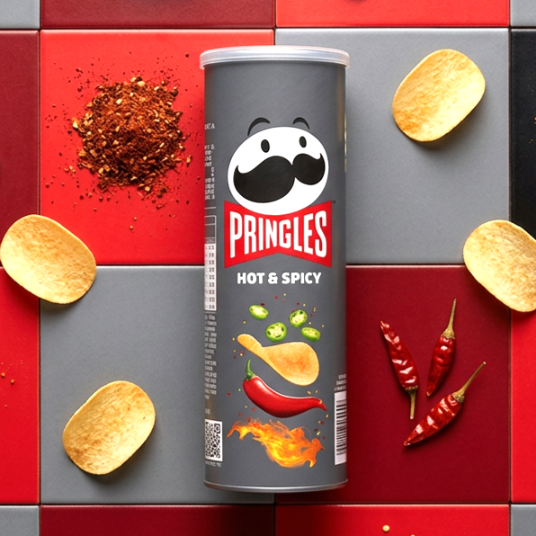 Pringles Hot & Spicy 165 g – Knusprige Kartoffelchips mit scharf-würziger Gewürzmischung