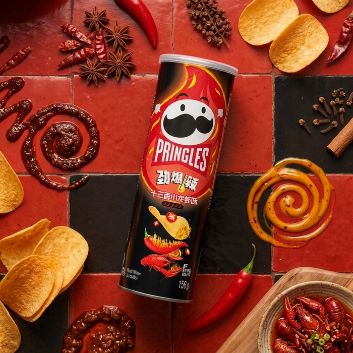 Pringles Thirteen Spices Crayfish 110 g – Kartoffelchips mit 13-Gewürze-Flusskrebs-Geschmack