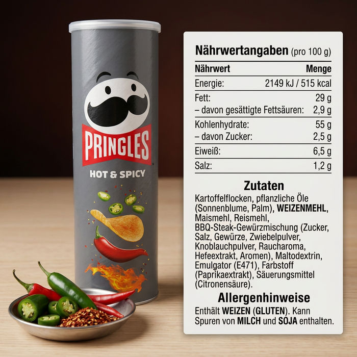 Pringles Hot & Spicy 165 g – Knusprige Kartoffelchips mit scharf-würziger Gewürzmischung