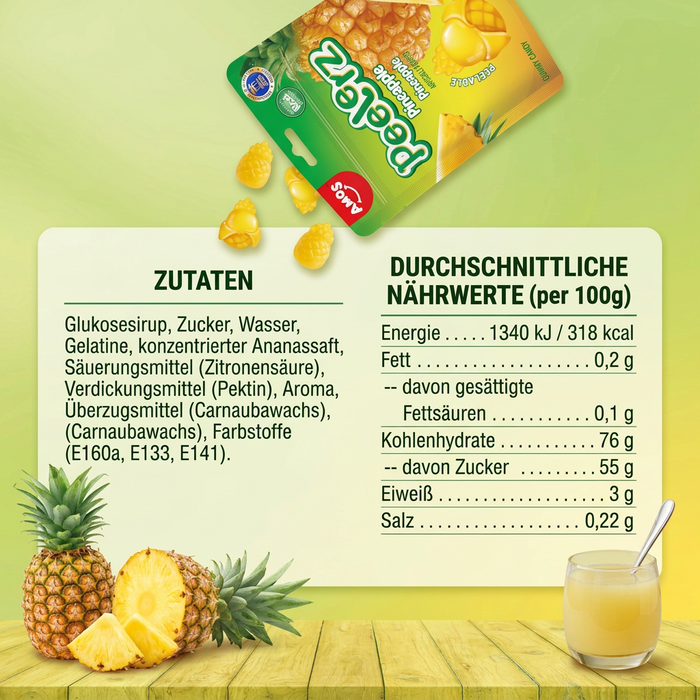 AMOS Peelerz Gummy Fruchtgummi Probierpack – Banana, Mango & Pineapple | 3 × 65 g