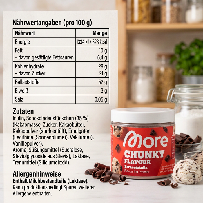MORE Chunky Flavour Stracciatella Geschmackspulver mit Schokoladenstückchen 90 g