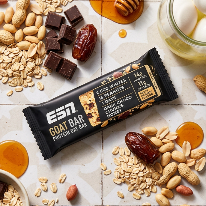 ESN OAT BAR Protein Oat Bar Salty Peanut 12 x 55 g – Proteinriegel mit Haferflocken, Erdnüssen und dunkler Schokolade