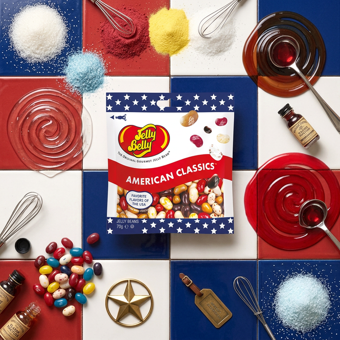 4x Jelly Belly Jelly Beans Mix 70 g – 20 Flavours, American Classics, Fruit Mix & Sours – 280 g Gesamt