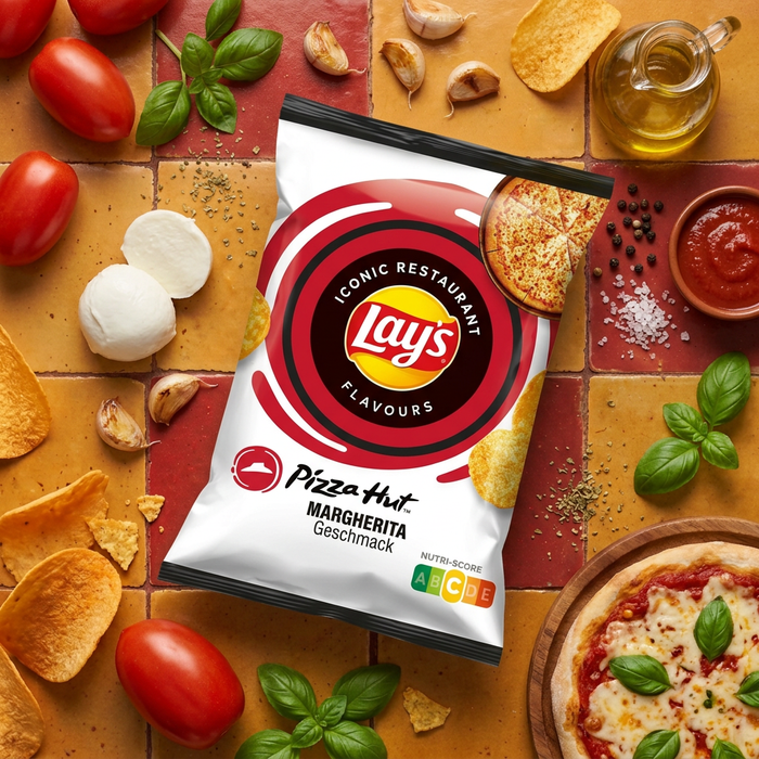 9x Lay's Pizza Hut Margherita 150 g – Knusprige Kartoffelchips mit Pizza-Margherita-Geschmack – 1.350 g Gesamt