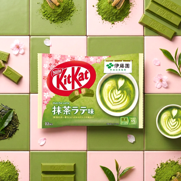 Nestlé Japan KitKat x ITOEN Matcha Latte 9 Stück – Knusprige Waffel mit Matcha-Latte-Schokolade | 9x11.6g