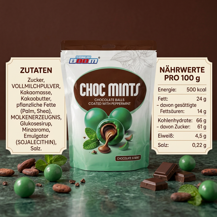 SONERI BOOM Choc Mints Chocolate Balls 160 g – Schokoladenkugeln mit Pfefferminzgeschmack