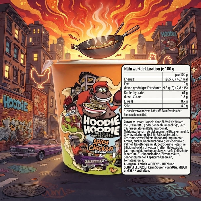 Hoodie Hoodie Instant-Nudelsuppe by Aymen 3er Bundle – Spicy Chicken, Beef & Seafood 203 g