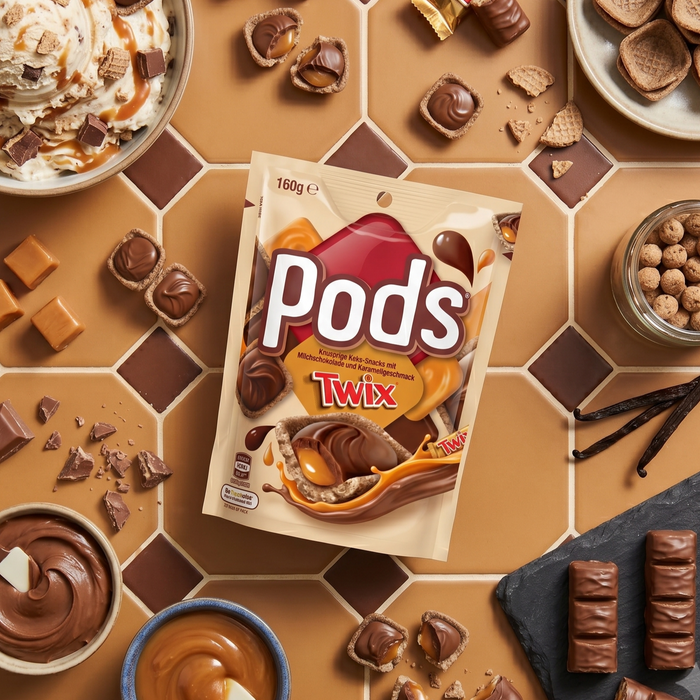 Pods TWIX Knusprige Keks-Snacks mit Milchschokolade und Karamellgeschmack 160g