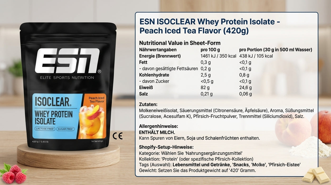 ESN Isoclear Whey Protein Isolate - Peach Iced Tea (14 Servings/420g)
