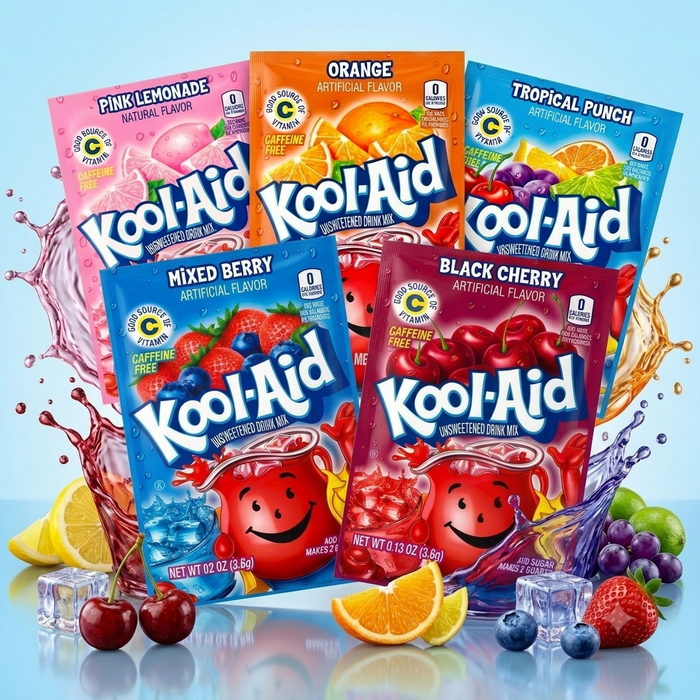 5er Probierpack – Kool-Aid Ungesüßtes Drink Mix Pulver | 5er Set mit zufälligen Geschmacksrichtungen