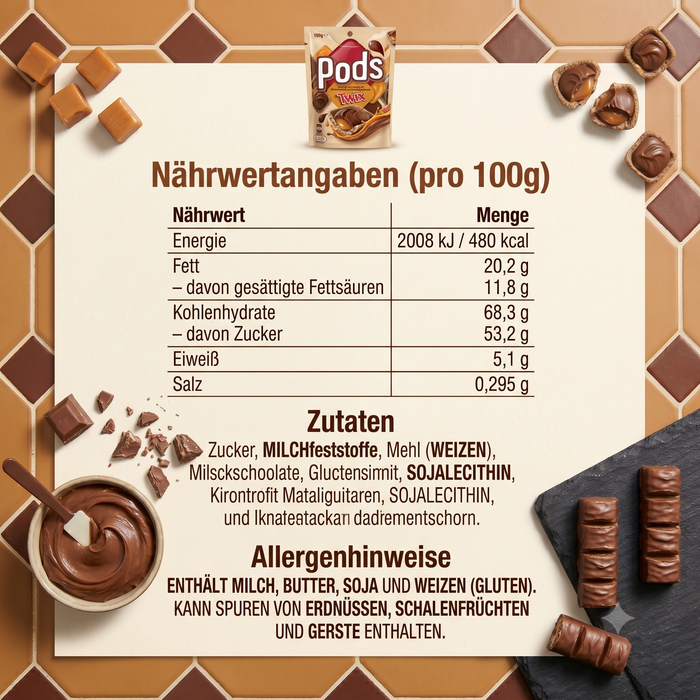 Pods TWIX Knusprige Keks-Snacks mit Milchschokolade und Karamellgeschmack 160g