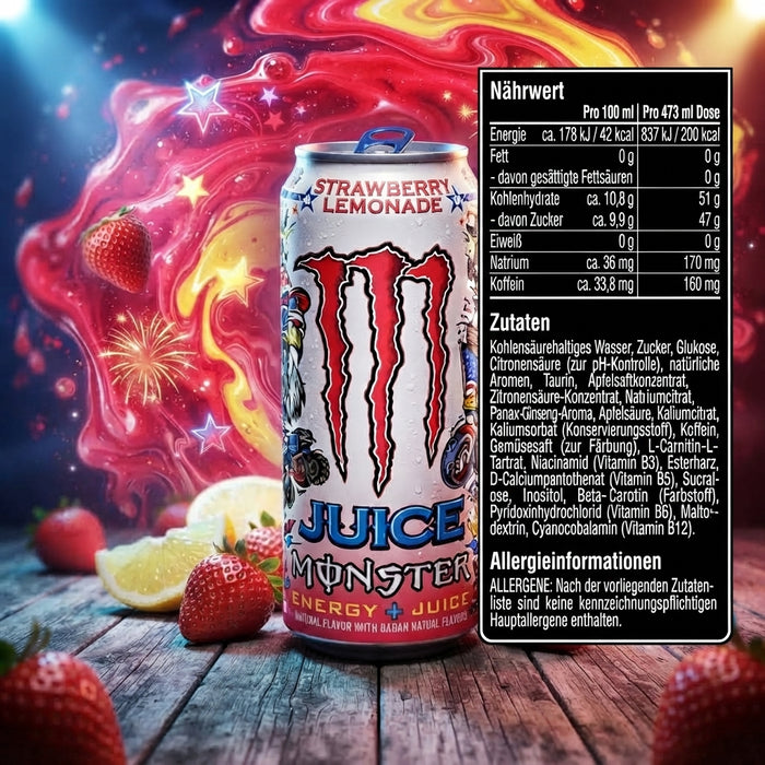 Monster Juice Strawberry Lemonade Energy Drink 473 ml – US Import