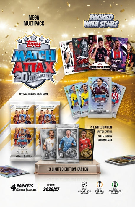 Topps Match Attax UEFA Club Competitions Champions League 2026/2027 Mega Multipack – 35 Trading Cards – Deutsch
