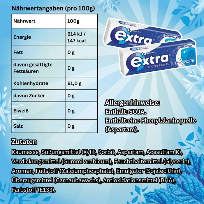 Wrigley's Extra Professional Strong Mint Kaugummi Zuckerfrei Multipack | 30 × 10 Dragees