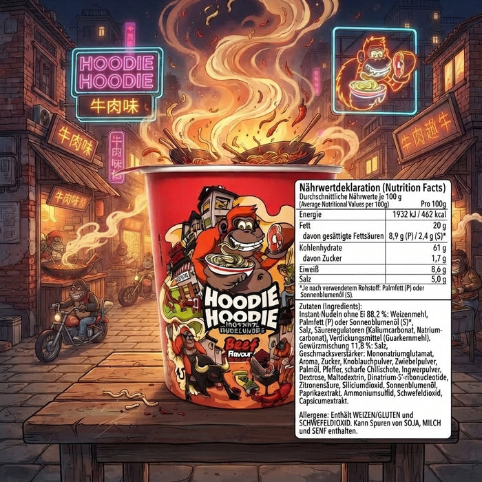 Hoodie Hoodie Instant-Nudelsuppe by Aymen 3er Bundle – Spicy Chicken, Beef & Seafood 203 g