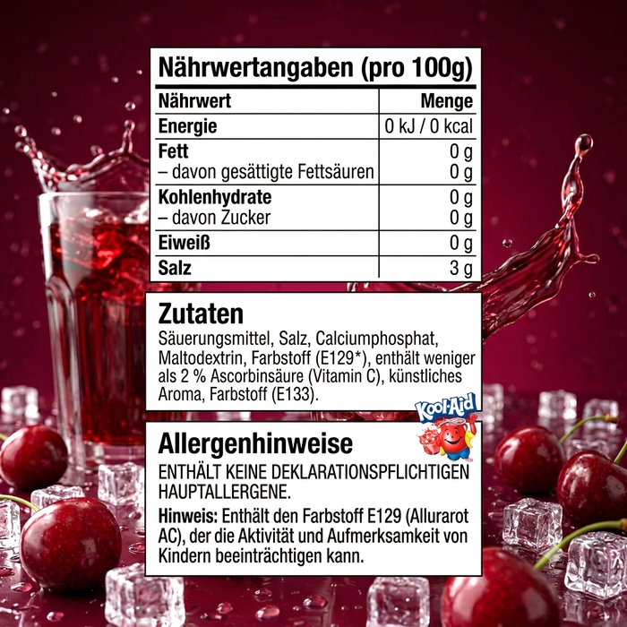Kool-Aid Black Cherry Getränkepulver Ungesüßt Multipack 48 x 3,6g