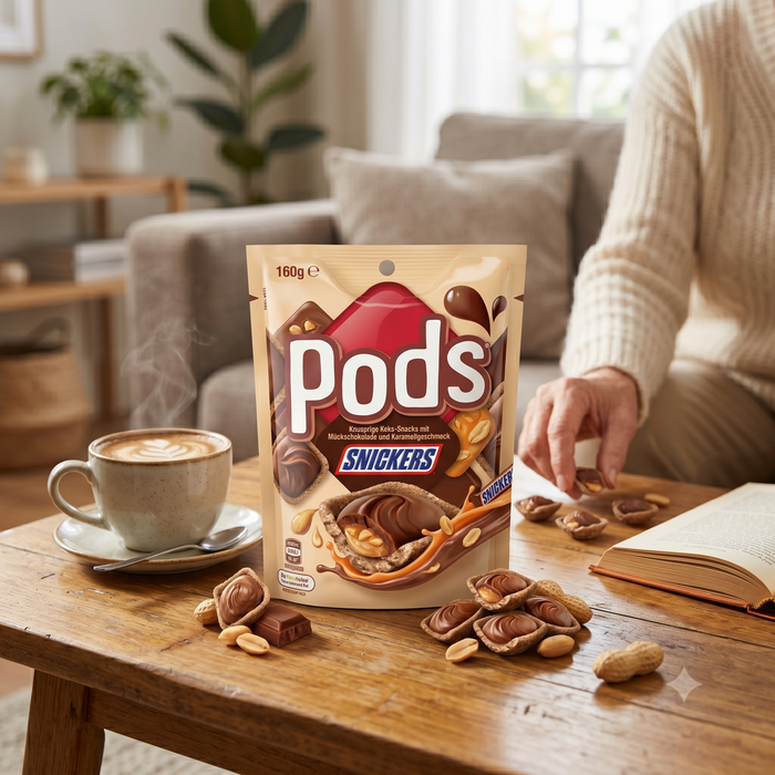 Pods SNICKERS Knusprige Keks-Snacks mit Erdnüssen und Milchschokolade 160g