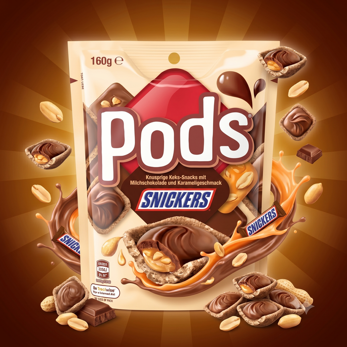 Pods SNICKERS Knusprige Keks-Snacks mit Erdnüssen und Milchschokolade 160g