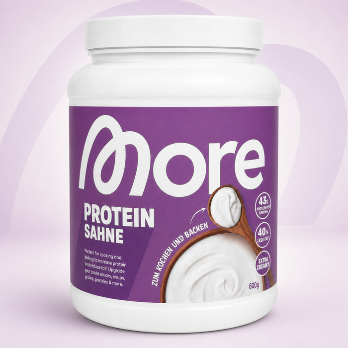 MORE Protein Sahne, 600 g – Proteinpulver mit Whey & Casein zum Kochen und Backen