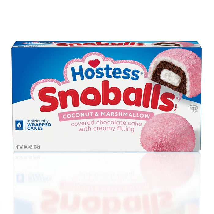Hostess Snoballs Coconut & Marshmallow – Schokoladenküchlein mit Cremefüllung, Marshmallow & Kokosnuss, 6 Stück (298 g)