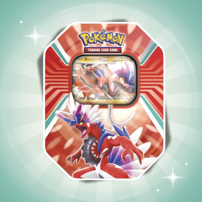 Pokémon Paldea Legends Tin Koraidon ex – 4 Boosterpacks + Promo-Karte Deutsch