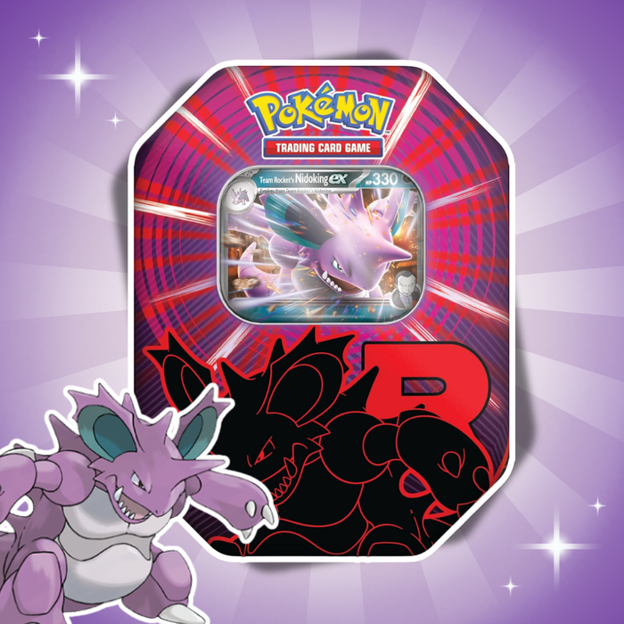 Pokémon Ewige Rivalen Tin Nidoking ex Deutsch – 4 Boosterpacks, Promo Karte & Code Karte, TCG Box