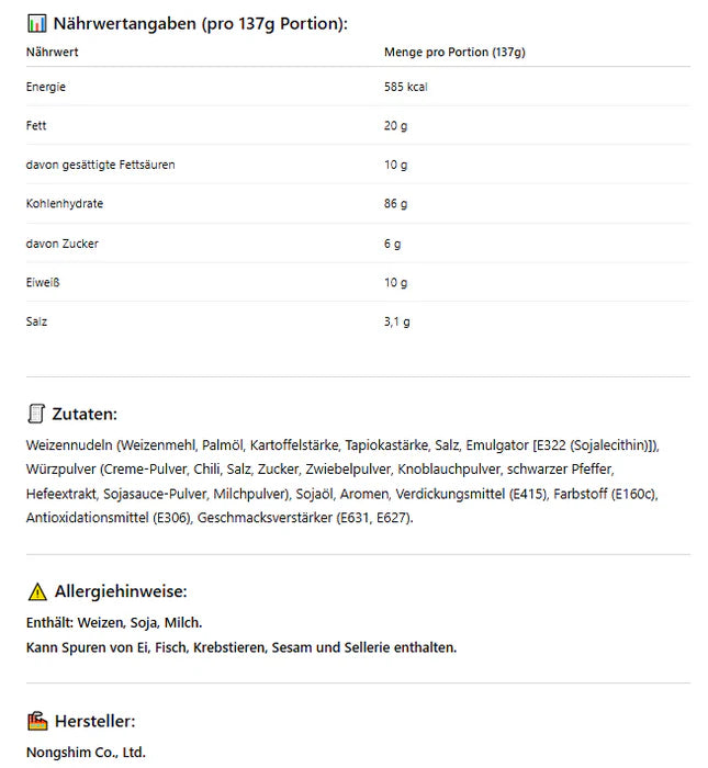 20x Shin Ramyun Toomba Spicy Creamy Stir Fry 137g x20 | Würzig & Cremig | Koreanische Instant-Nudeln Halal (MHD: 29.01.2026)