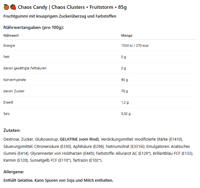 3x Chaos Clusters Gummie – Amerikanische Süßigkeit | Fruitstorm, Grape & Strawberry, Mixed Berries | 3x 85g