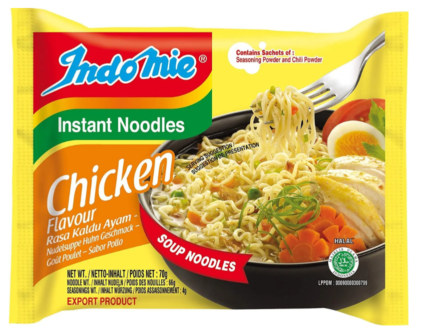 Indomie Chicken Instant Noodles – 10 x 70 g | Hühnergeschmack | Schnelle 3-Minuten-Nudelsuppe | Halal | Herzhaft & aromatisch