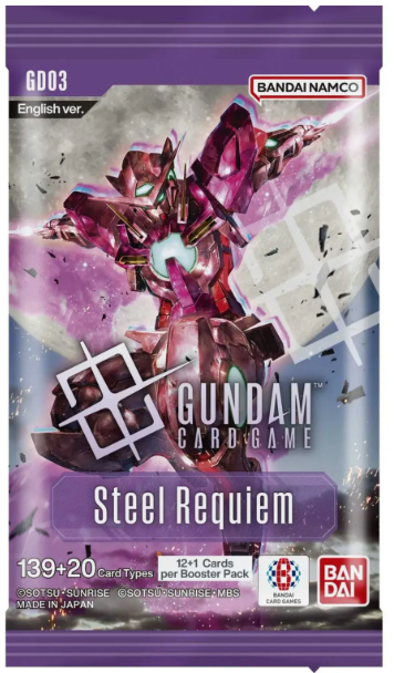 Gundam Card Game – GD03 Steel Requiem – 1x Booster Pack (Englisch) – 12 Karten + 1 Token/Resource – Neu & OVP