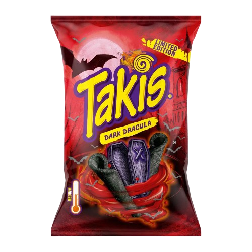 Takis Dracula Limited Edition (3er-Pack / 3 x 90g) – Scharfe eingerollte Mais-Chips mit Chili & Sorte Dracula Flavor