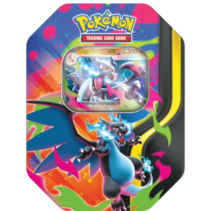 Pokémon TCG – Tin 126 Mega-Glurak X – Deutsch – 4 Booster + Promokarte – Neu & OVP