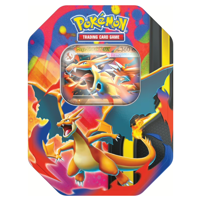 Pokémon TCG – Tin 127 Mega-Glurak Y – Deutsch – 4 Booster + Promokarte – Neu & OVP