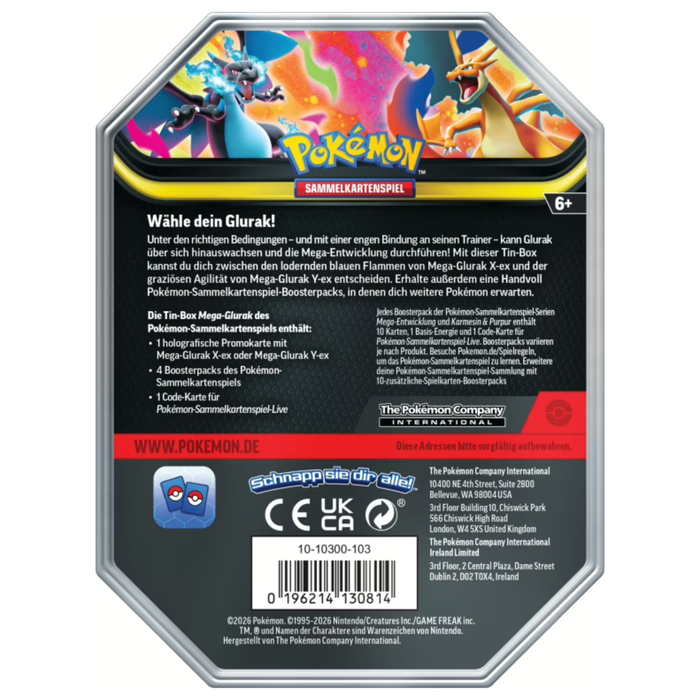 Pokémon TCG – Tin 127 Mega-Glurak Y – Deutsch – 4 Booster + Promokarte – Neu & OVP