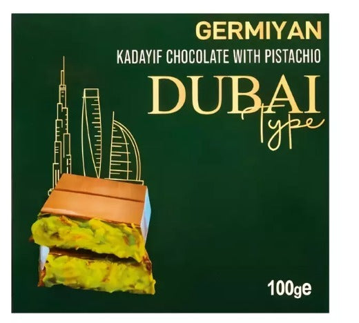 Dubai Style Schokolade 90 g – Vollmilchschokolade mit Pistaziencreme & knusprigem Kadayif, Türkei