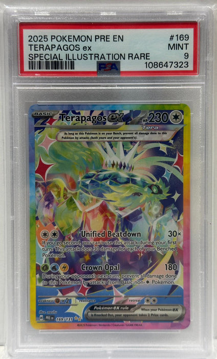 Terapagos ex – PSA 9 (Mint) – Special Illustration Rare – Prismatic Evolutions – EN – #169 – Original & Zertifiziert