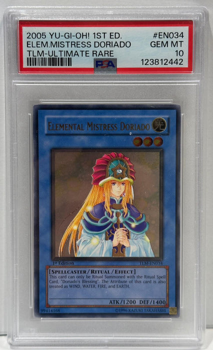 Elemental Mistress Doriado – PSA 10 (Gem Mint) – 1st Edition – Ultimate Rare – Yu-Gi-Oh! – EN – 2005 – #TLM-EN034 – Original & Zertifiziert