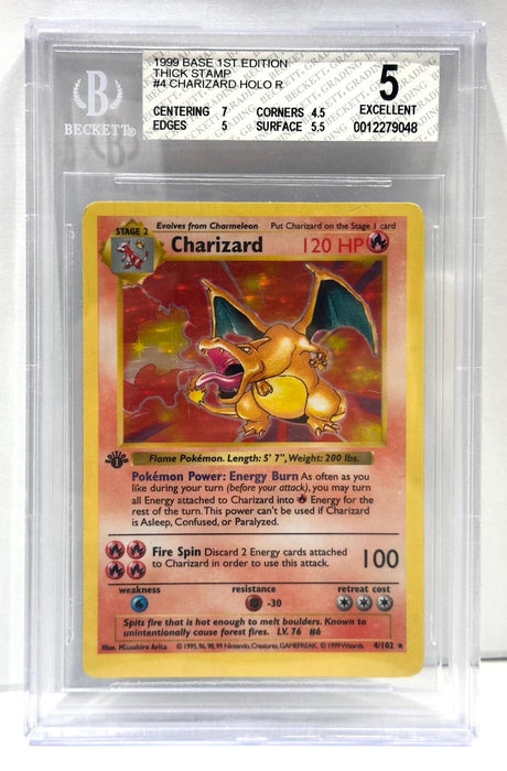 Charizard Holo Rare – BGS 5 (Excellent) – 1st Edition – Base Set – EN – 1999 – #4 – Original & Zertifiziert