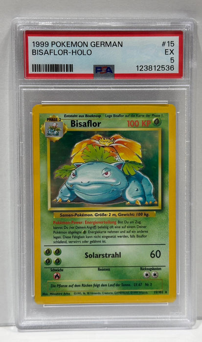 Bisaflor Holo #15 – PSA 5 (Excellent) – 1999 Basis Set – Deutsch – Original & Zertifiziert