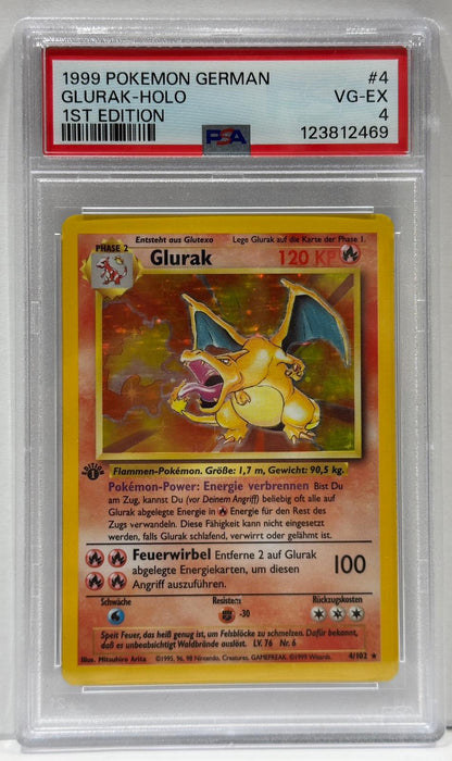 Glurak Holo #4 1st Edition – PSA 4 (VG-EX) – 1999 Basis Set – Deutsch – Original & Zertifiziert