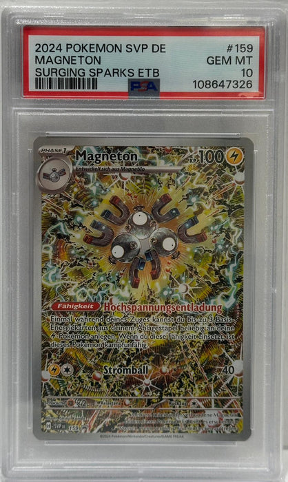 Magneton – PSA 10 (Gem Mint) – Surging Sparks – SVP DE #159 – Original & Zertifiziert