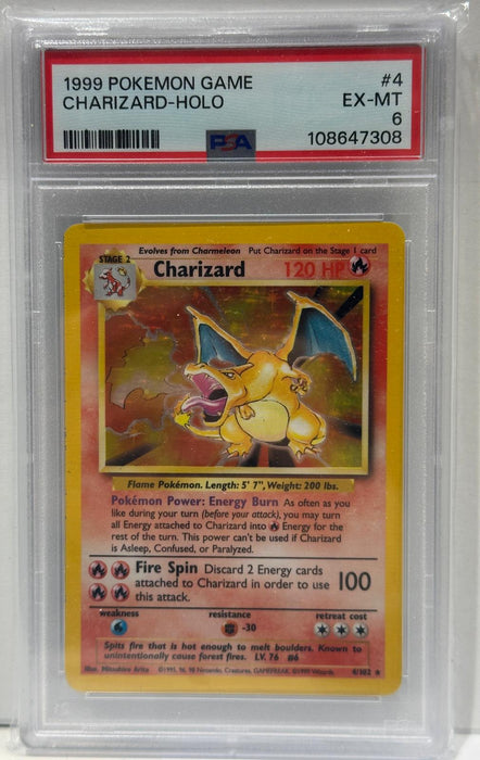 Charizard Holo – PSA 6 (EX-MT) – Base Set – EN – 1999 – #4 – Original & Zertifiziert