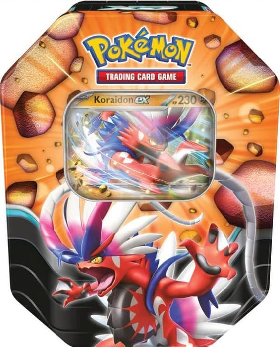 Pokémon TCG – Tin #121 Koraidon-ex | Schlagkräftige Legenden | Deutsch | 1 Holo-Promokarte & 4 Boosterpacks & Code-Karte