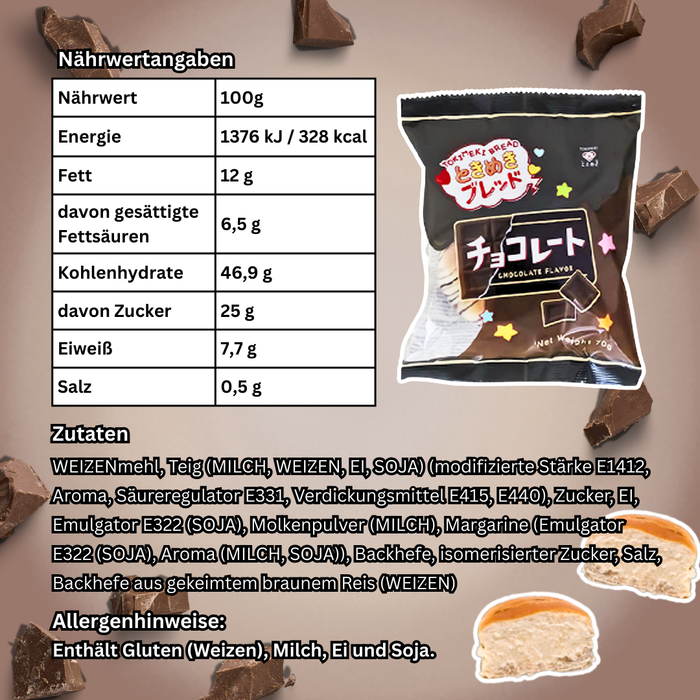 Tokimeki Japanese Bread Chocolate – Japanisches Milchbrot mit Schokoladengeschmack – 70 g