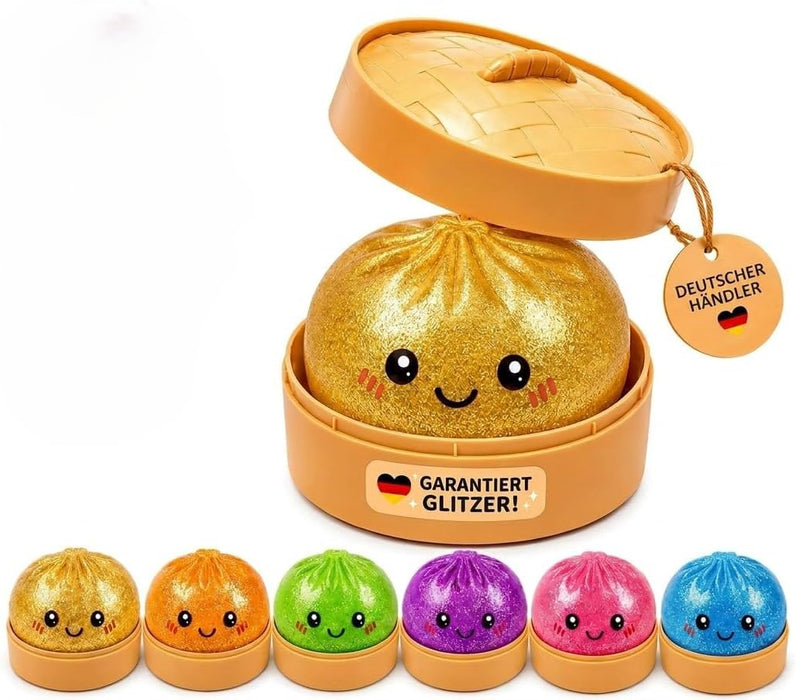 Glitzer-Dumpling Squishy 10 cm – Weiches Anti-Stress Knautsch- und Quetschspielzeug